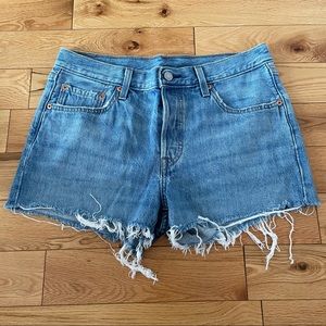 Levi’s High Waisted Denim Shorts with raw hem